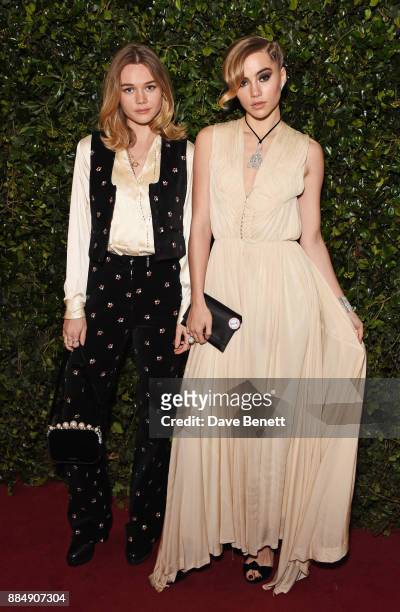 Immy Waterhouse and Suki Waterhouse attend the London Evening Standard Theatre Awards 2017 at the Theatre Royal, Drury Lane, on December 3, 2017 in...