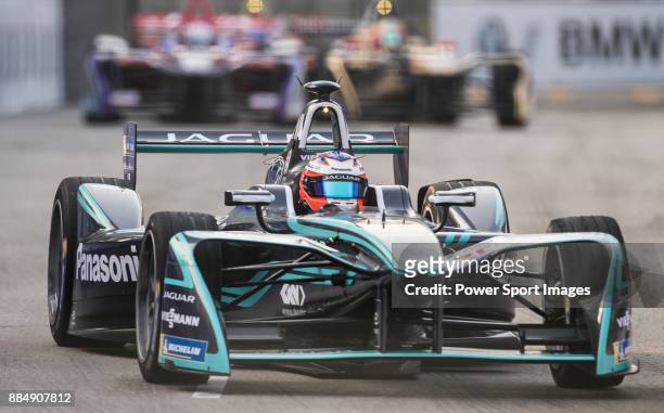 Mitch Evans of New Zealand from Panasonic Jaguar Racing competes during the FIA Formula E Hong Kong E-Prix Round 2 at the Central Harbourfront...