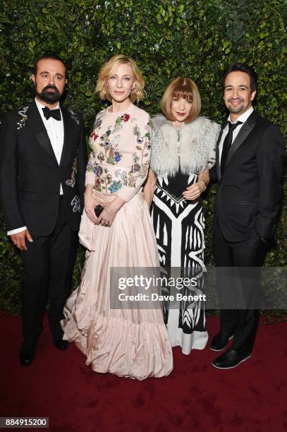 Evgeny Lebedev, Cate Blanchett, Anna Wintour and Lin-Manuel Miranda attend the London Evening Standard Theatre Awards 2017 at the Theatre Royal,...