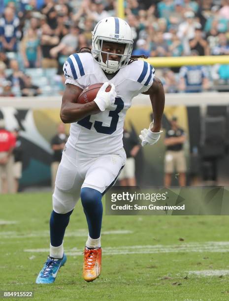 Hilton of the Indianapolis Colts runs for a 40-yard touchdown in the second half of their game against the Jacksonville Jaguars at EverBank Field on...