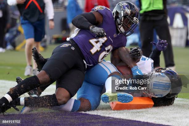 Running Back Tion Green of the Detroit Lions rushes for a touchdown in the third quarter against the Baltimore Ravens at M&T Bank Stadium on December...