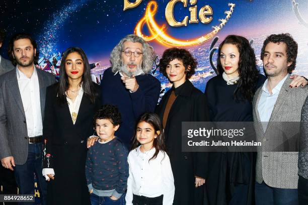 Pio Marmai, Golshifteh Farahani, Alain Chabat, Audrey Tautou, Louise Chabat and Bruno Sanchez attend 'Santa & Cie' Paris Premiere at Cinema Pathe...