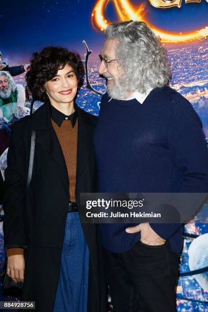 Director and actor of the movie Alain Chabat and actress Audrey Tautou attend "Santa & Cie" Paris Premiere at Cinema Pathe Beaugrenelle on December...