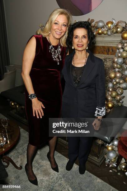 Nadja Swarovski and Bianca Jagger attend a welcome dinner hosted by Nadja Swarovski in anticipation of the Fashion Awards in partnership with...