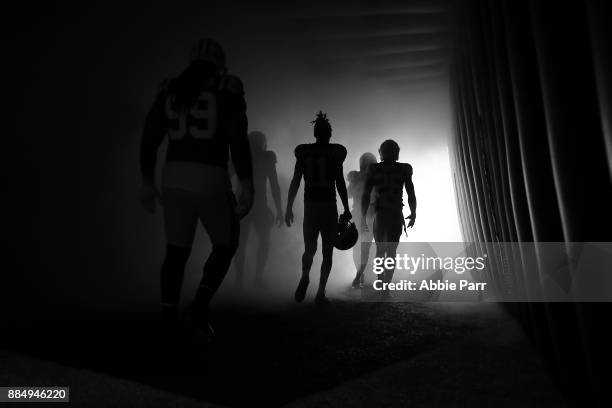 The New York Jets in the tunnel before their game at MetLife Stadium on December 3, 2017 in East Rutherford, New Jersey.