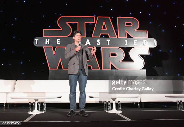 Moderator Anthony Breznican attends the press conference for the highly anticipated Star Wars: The Last Jedi at InterContinental Los Angeles on...