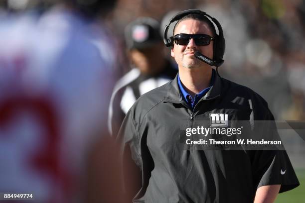 Head coach Ben McAdoo of the New York Giants looks during their NFL game against the Oakland Raiders at Oakland-Alameda County Coliseum on December...