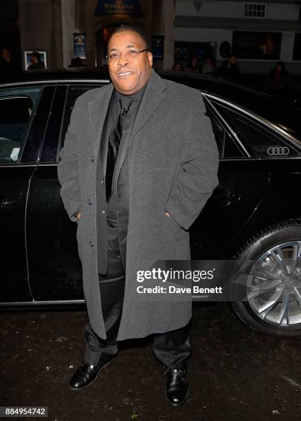 Roy Williams arrives in an Audi at the Evening Standard Theatre Awards at Theatre Royal on December 3, 2017 in London, England.