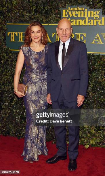 Sunny Ozell and Sir Patrick Stewart attend the London Evening Standard Theatre Awards at Theatre Royal on December 3, 2017 in London, England.