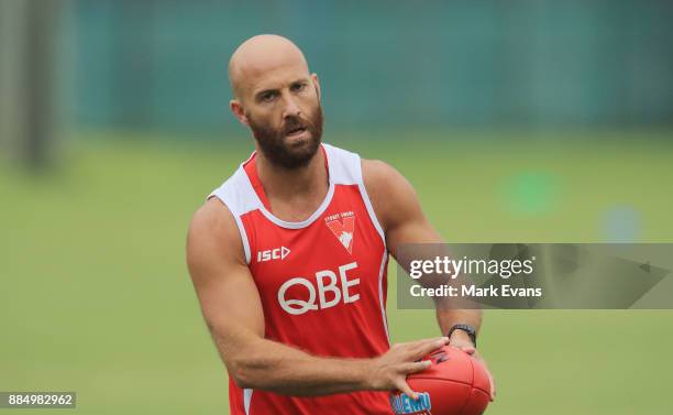 Jarrad McVeigh during a Sydney Swans AFL pre-season training session at Weigall Sports Ground on December 4, 2017 in Sydney, Australia.