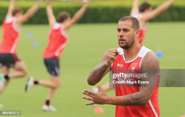 Lance Franklin during a Sydney Swans AFL pre-season training session at Weigall Sports Ground on December 4, 2017 in Sydney, Australia.