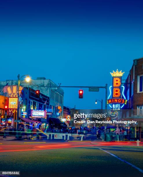 usa, tennessee, beale street at twilight - memphis stock pictures, royalty-free photos & images