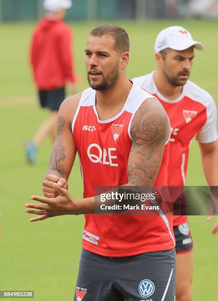 Lance Franklin during a Sydney Swans AFL pre-season training session at Weigall Sports Ground on December 4, 2017 in Sydney, Australia.