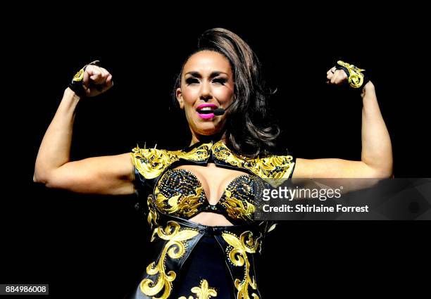 Kim Sasabone of Vengaboys performs live on stage supporting Steps at Manchester Arena on December 3, 2017 in Manchester, England.
