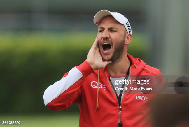 Reserves Coach Tadhg Kennelly during a Sydney Swans AFL pre-season training session at Weigall Sports Ground on December 4, 2017 in Sydney, Australia.