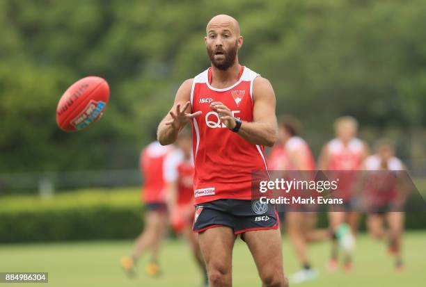 Jarrad McVeigh during a Sydney Swans AFL pre-season training session at Weigall Sports Ground on December 4, 2017 in Sydney, Australia.