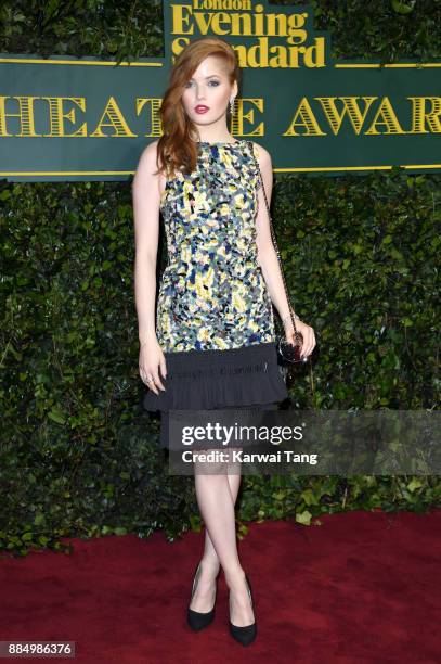 Ellie Bamber attends the London Evening Standard Theatre Awards at Theatre Royal on December 3, 2017 in London, England.