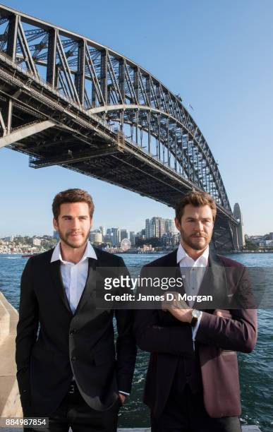 Australian actors Liam Hemsworth with his brother Chris Hemsworth as wax figures on November 2, 2017 in Sydney, Australia. Sydney's Madame Tussauds...