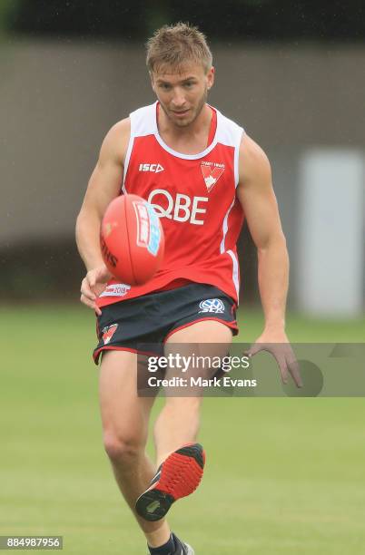 Kieren Jack during a Sydney Swans AFL pre-season training session at Weigall Sports Ground on December 4, 2017 in Sydney, Australia.