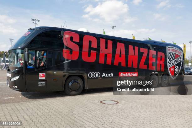 Sports, football, Bundesliga, 2016/2017, Borussia Moenchengladbach versus FC Ingolstadt 04 2:0, Stadium Borussia Park, team bus of Ingolstadt