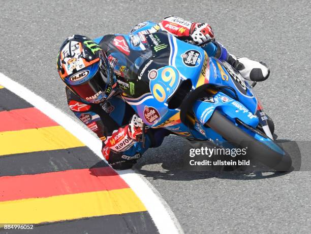 Moto3 Fahrer Jorge Navarro, Spanien, Honda waehrend der Qualifikation beim MotoGP auf dem Sachsenring in Hohenstein-Ernstthal, Deutschland. Search:...