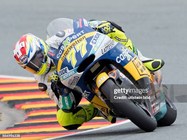 Moto2 Fahrer Dominique Aegerter, Schweiz, Kalex waehrend des Trainings beim MotoGP auf dem Sachsenring in Hohenstein-Ernstthal, Deutschland. Search:...