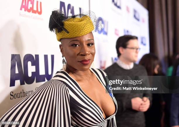 Aisha Hinds attends ACLU SoCal Hosts Annual Bill of Rights Dinner at the Beverly Wilshire Four Seasons Hotel on December 3, 2017 in Beverly Hills,...