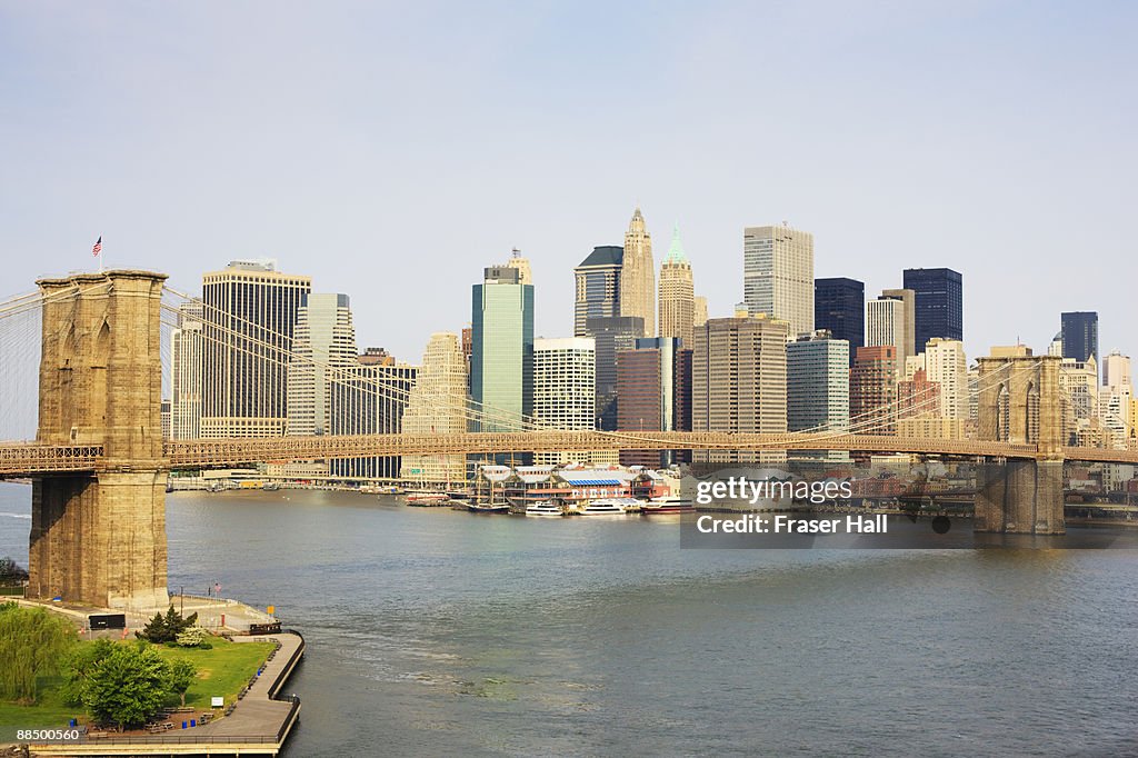 New York City, Brooklyn Bridge and Manhattan