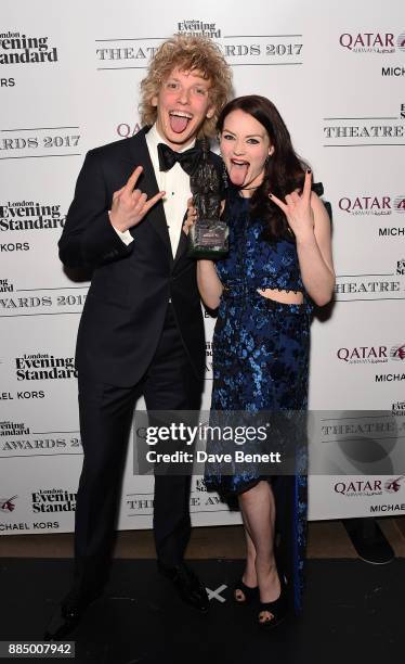 Andrew Polec and Christina Bennington pose at the London Evening Standard Theatre Awards 2017 at the Theatre Royal, Drury Lane, on December 3, 2017...