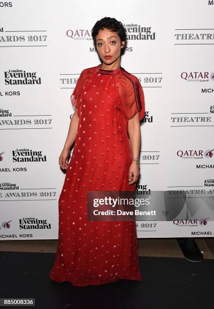 Ruth Negga poses at the London Evening Standard Theatre Awards 2017 at the Theatre Royal, Drury Lane, on December 3, 2017 in London, England.