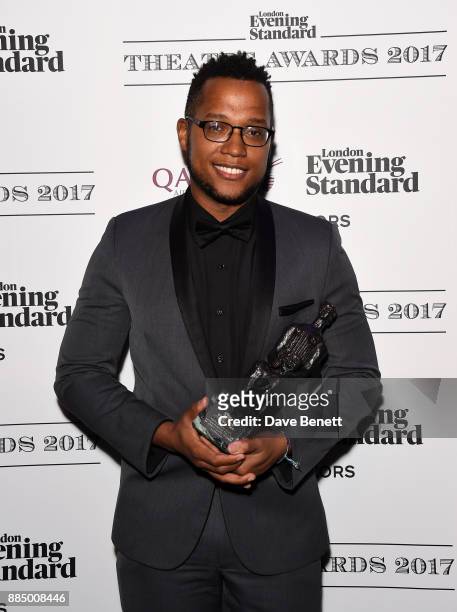 Jacobs-Jenkins poses at the London Evening Standard Theatre Awards 2017 at the Theatre Royal, Drury Lane, on December 3, 2017 in London, England.