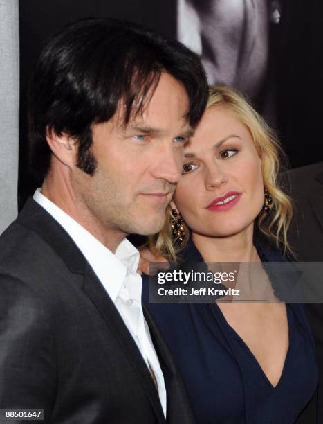 Actors Stephen Moyer and Anna Paquin attend the HBO Premiere of "True Blood" at Paramount Studios on June 9, 2009 in Los Angeles, California.