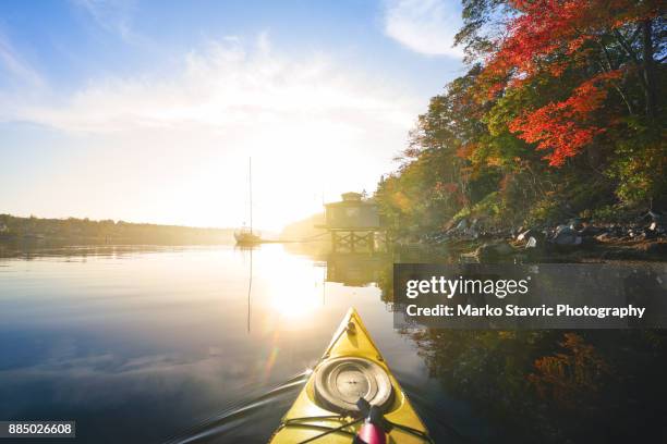 kayaking northwest arm - halifax nova scotia stock-fotos und bilder