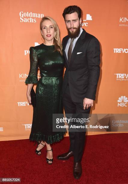 Sam Taylor-Johnson and Aaron Taylor-Johnson attend The Trevor Project's 2017 TrevorLIVE LA on December 3, 2017 in Beverly Hills, California.