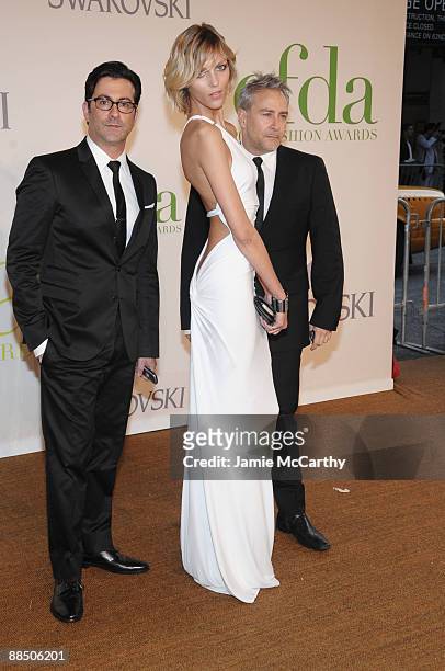 Designer Kaufman Franco and model Anja Rubik attend the 2009 CFDA Fashion Awards at Alice Tully Hall, Lincoln Center on June 15, 2009 in New York...