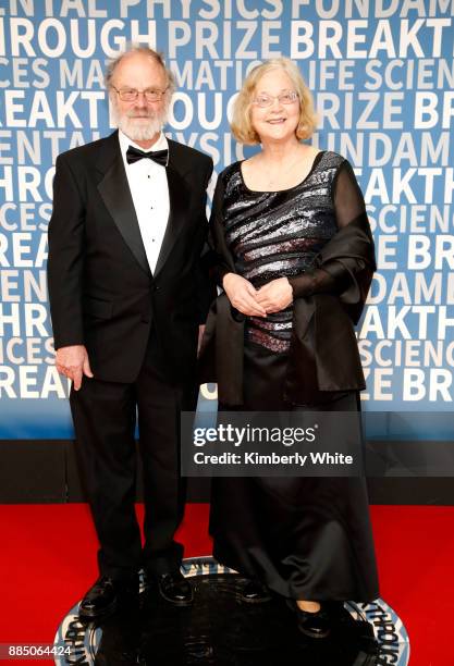 Nobel Laureate Elizabeth Blackburn and guest attend the 2018 Breakthrough Prize at NASA Ames Research Center on December 3, 2017 in Mountain View,...