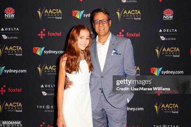 Andrew Winter and daughter Mia Winter attend the 7th AACTA Awards Presented by Foxtel | Industry Luncheon at The Star on December 4, 2017 in Sydney,...