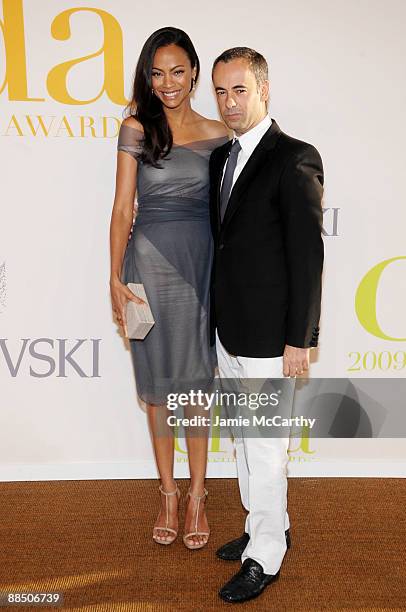 Actress Zoe Saldana and designer Francisco Costa attend the 2009 CFDA Fashion Awards at Alice Tully Hall, Lincoln Center on June 15, 2009 in New York...