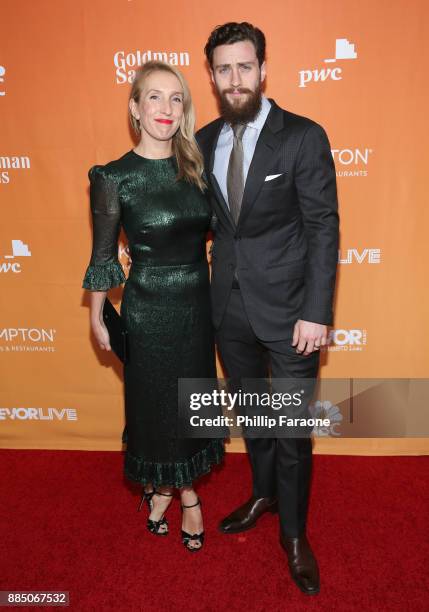 Sam Taylor-Johnson and Aaron Taylor-Johnson attend The Trevor Project's 2017 TrevorLIVE LA Gala at The Beverly Hilton Hotel on December 3, 2017 in...