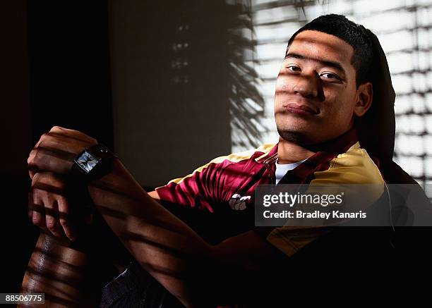 Israel Folau poses after the Queensland Maroons State of Origin team announcement at Royal On The Park on June 16, 2009 in Brisbane, Australia.