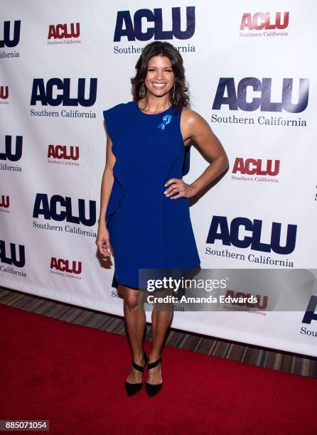 Actress Andrea Navedo arrives at ACLU SoCal's Annual Bill of Rights Dinner at the Beverly Wilshire Four Seasons Hotel on December 3, 2017 in Beverly...