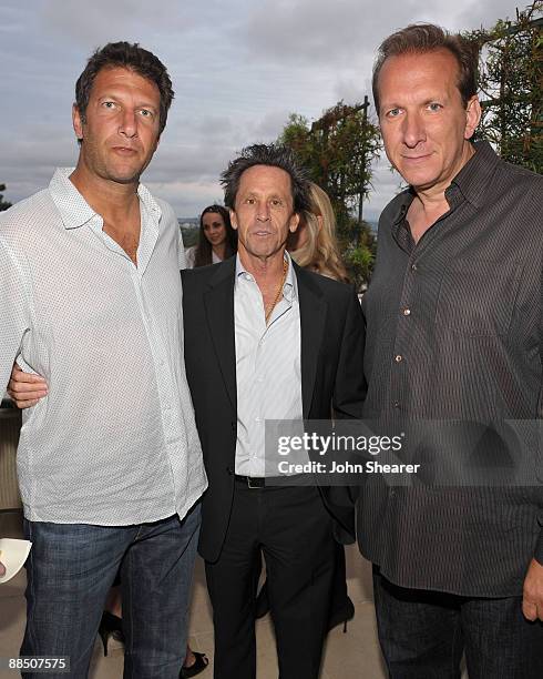 Jeff Kwatinetz, Brian Grazer, and Peter Katsis attend the launch of Paula Froelich's "Mercury in Retrograde" at Sunset Tower on June 15, 2009 in West...