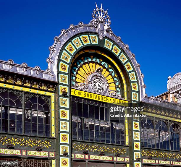 facade of bilbao train station - bilbao stock pictures, royalty-free photos & images