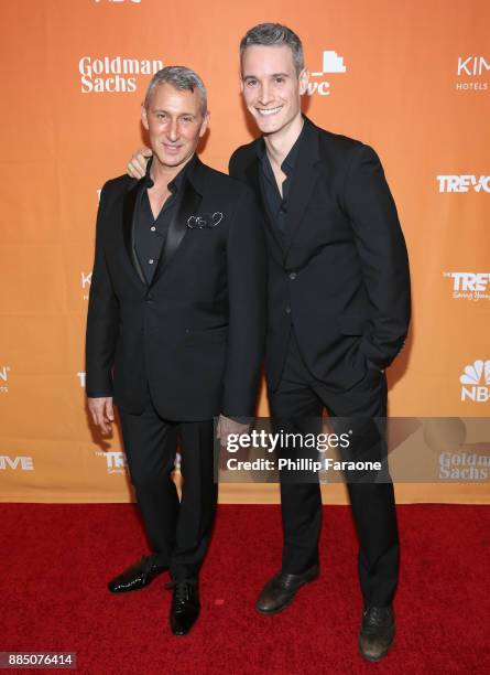 Adam Shankman and Frank Meli attend The Trevor Project's 2017 TrevorLIVE LA Gala at The Beverly Hilton Hotel on December 3, 2017 in Beverly Hills,...