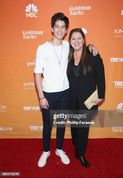 Milo Manheim and Camryn Manheim attend The Trevor Project's 2017 TrevorLIVE LA Gala at The Beverly Hilton Hotel on December 3, 2017 in Beverly Hills,...