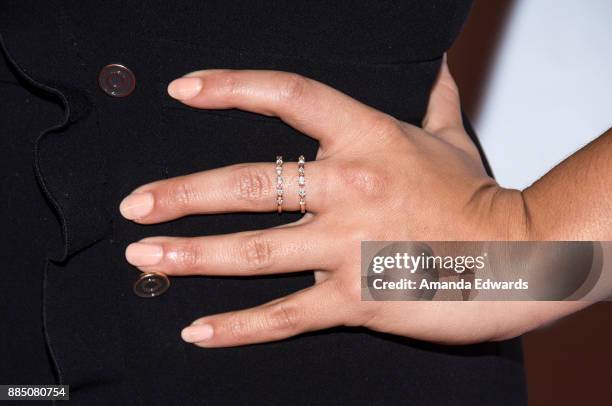Actress Gina Rodriguez, manicure detail, arrives at ACLU SoCal's Annual Bill of Rights Dinner at the Beverly Wilshire Four Seasons Hotel on December...