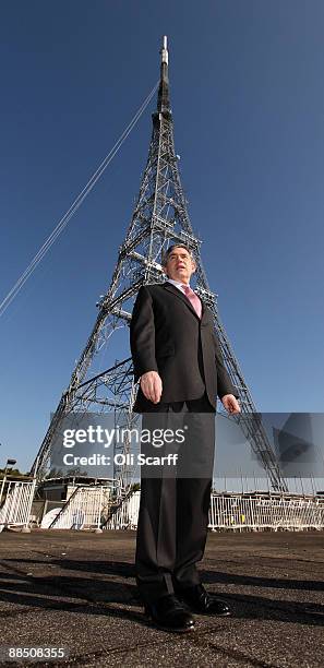 Prime Minster Gordon Brown tours the Arqiva broadcast transmitter in Crystal Palace on June 16, 2009 in London, England. The visit coincides with the...