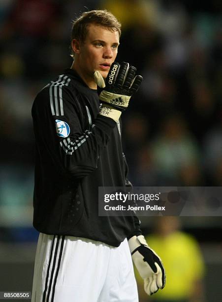 Manuel Neuer of Germany is seen during the UEFA U21 Championship Group B match between Spain and Germany at the Gamla Ullevi Stadium on June 15, 2009...