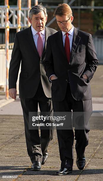 Prime Minster Gordon Brown and Lord Carter tour the Arqiva broadcast transmitter in Crystal Palace on June 16, 2009 in London, England. The visit...