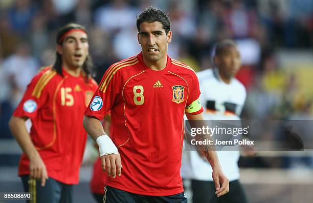 Raul Garcia of Spain is seen during the UEFA U21 Championship Group B match between Spain and Germany at the Gamla Ullevi Stadium on June 15, 2009 in...